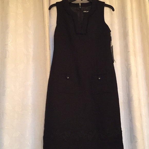 karl lagerfeld black tweed dress